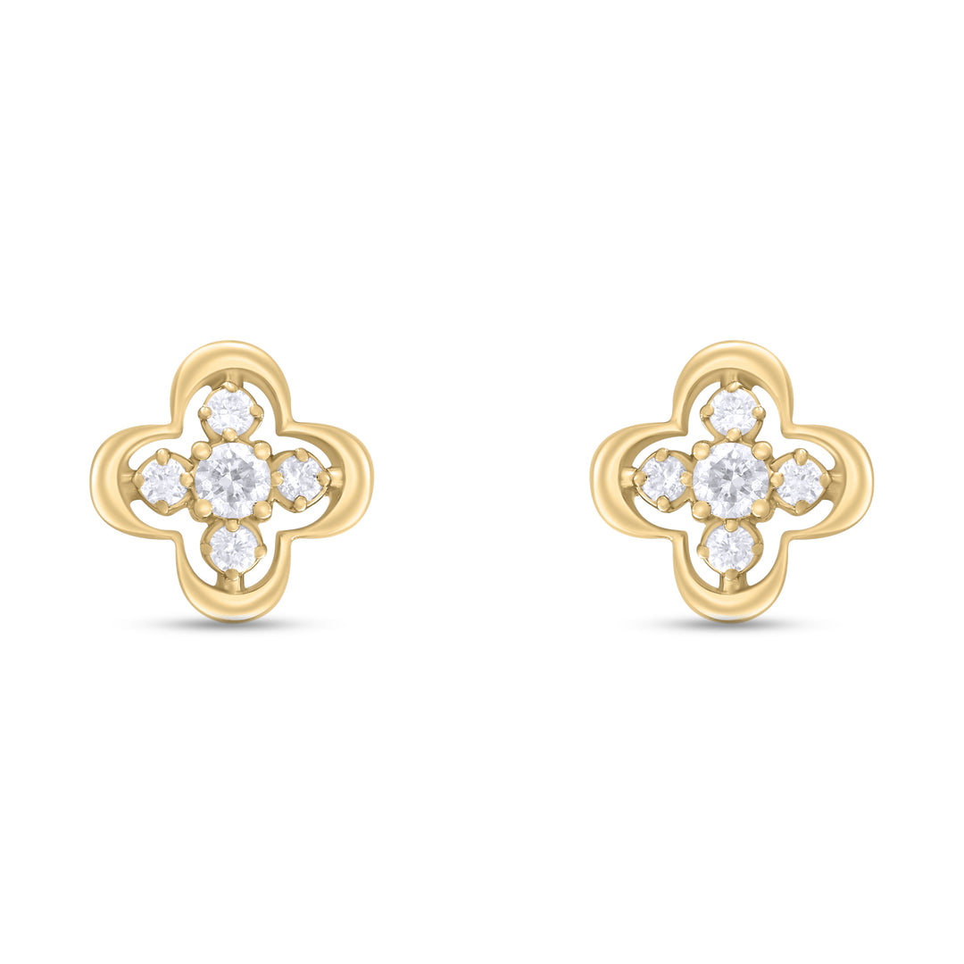 ER421142. 14K Solid Gold Diamond Flower Studs