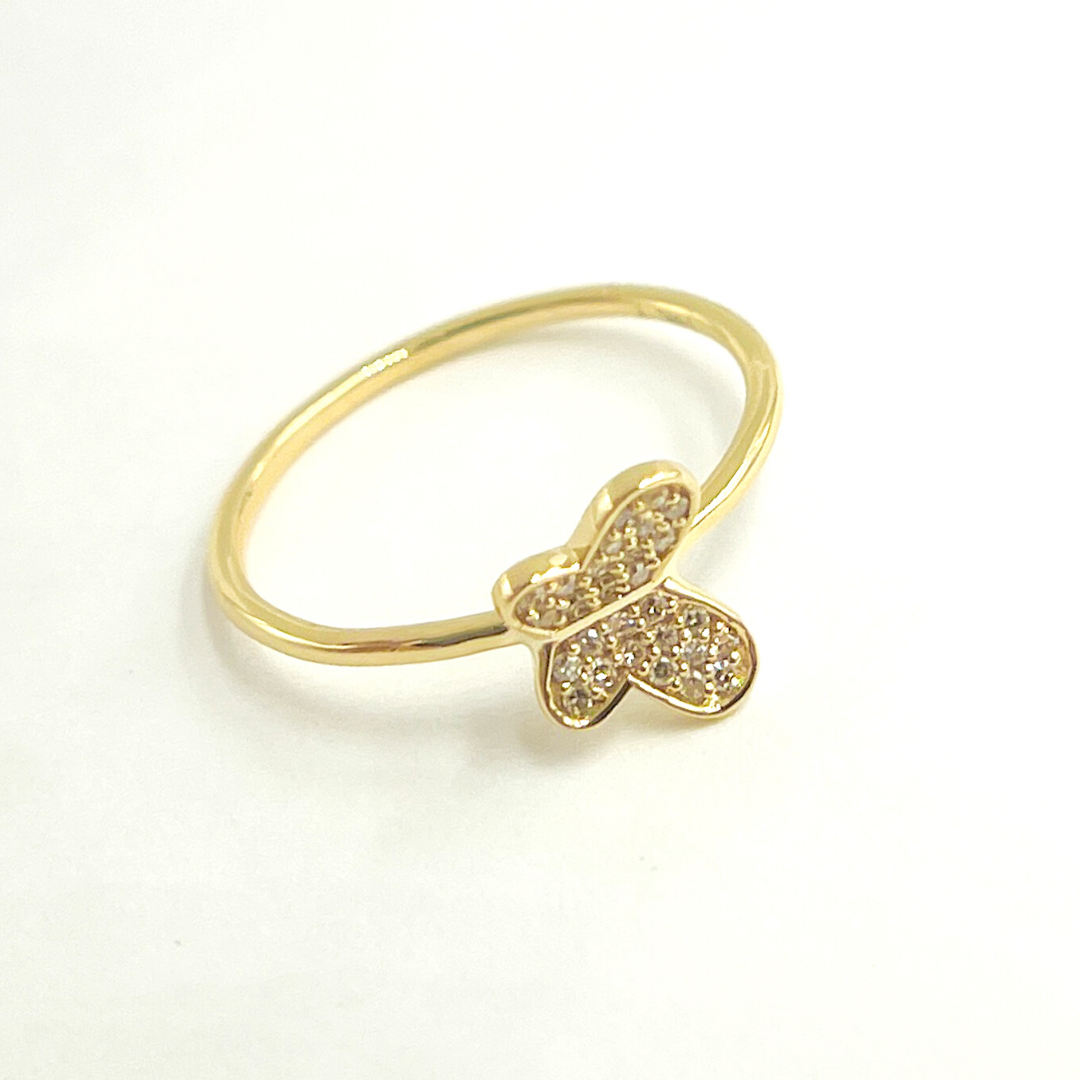 14K Solid Gold Butterfly Diamond Ring. RFB17273