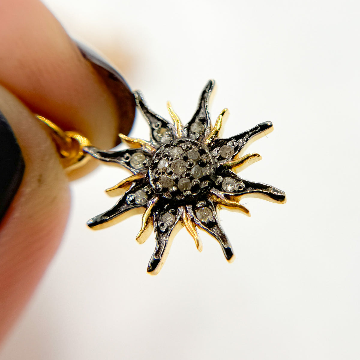 DC399. Diamond Sterling Silver Sun Charm
