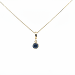 Load image into Gallery viewer, CMF00357B. 14K Solid Gold Blue Natural Diamond Round Charm