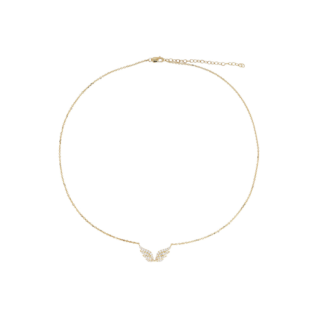 NFF72057. 14K Solid Gold Diamond Wings Necklace
