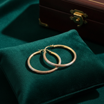 Load image into Gallery viewer, GER72. 14K Gold Tri-Color Hollow Hoop Earrings with Engraved Tornado Design