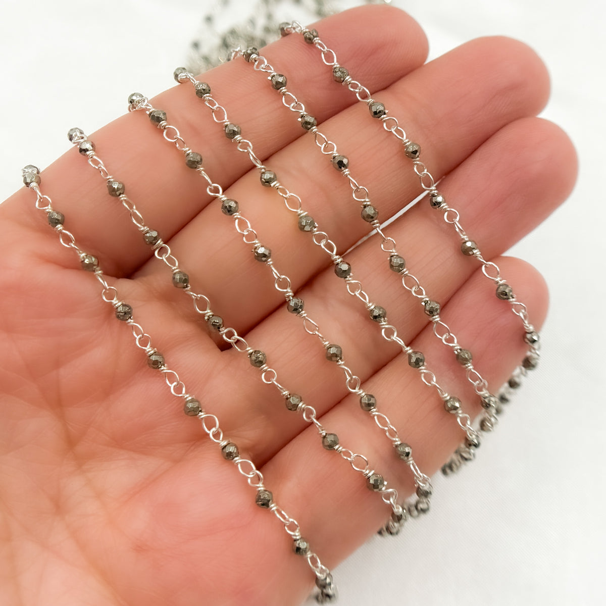 Pyrite 925 Sterling Silver Wire Chain