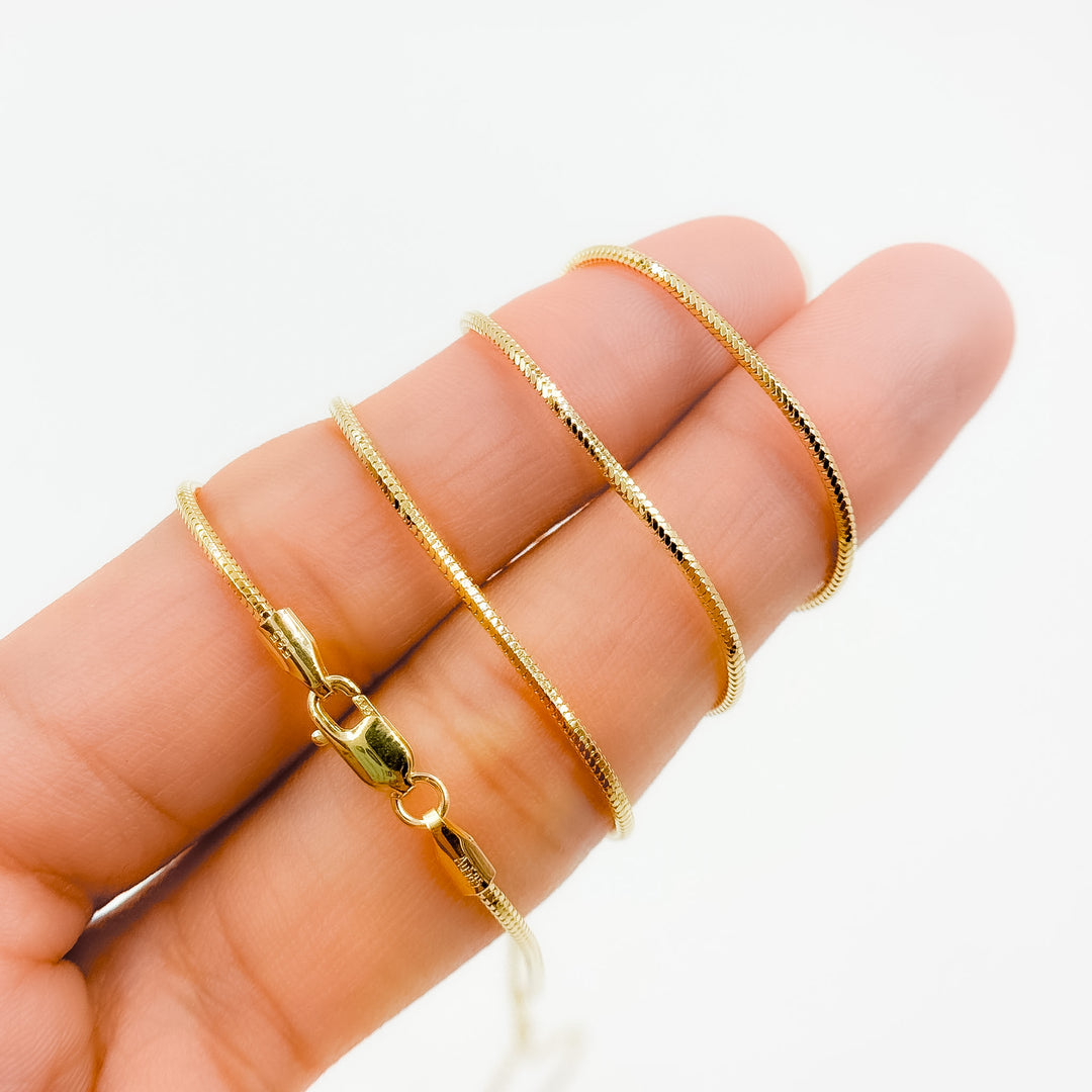 120CCTD. 14k Solid Yellow Gold Snake Necklace
