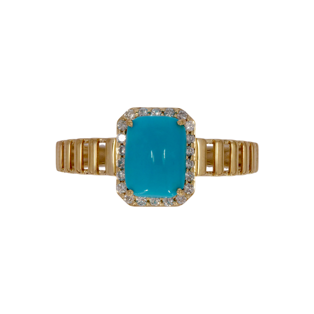 CR97178TQ7X5. 14K Solid Gold Diamond and Turquoise Ring