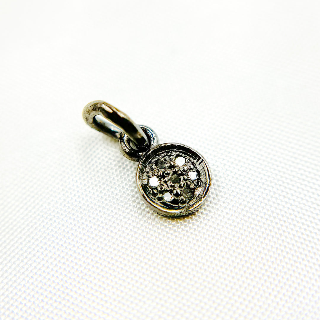 DC289. Diamond Sterling Silver Round Mini Charm