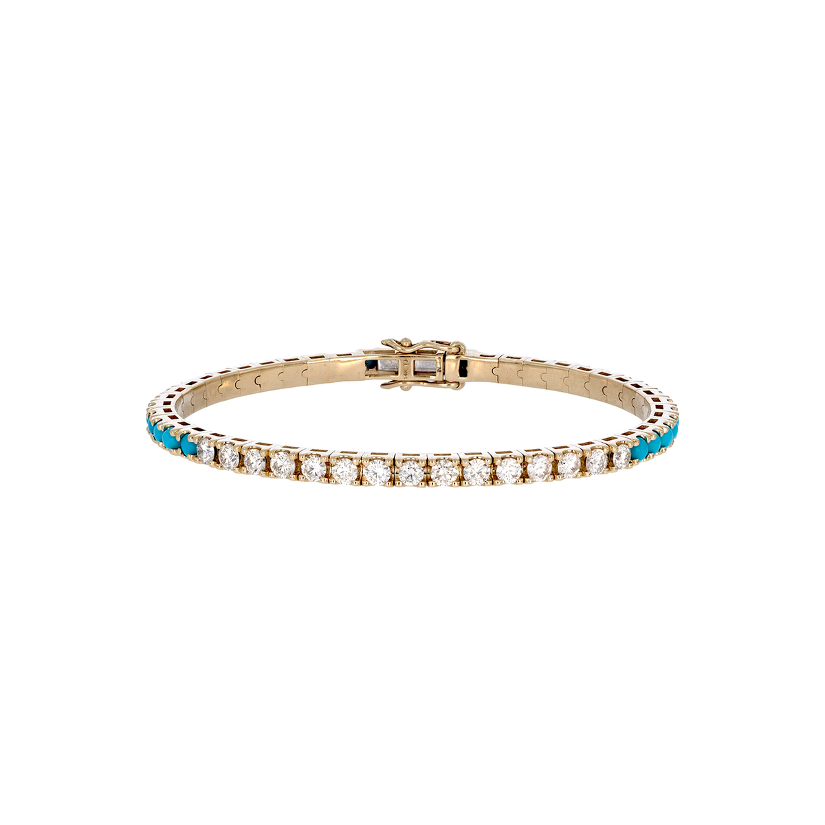 BTM68424. 14K Solid Yellow Gold Diamond and Gemstone Bangle