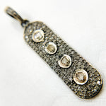 Load image into Gallery viewer, DP096. Diamond Sterling Silver Oval Pendant with Polki Diamonds
