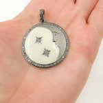 Load image into Gallery viewer, DP432A. Diamond Sterling Silver Moon &amp; Stars Enamel Pendant
