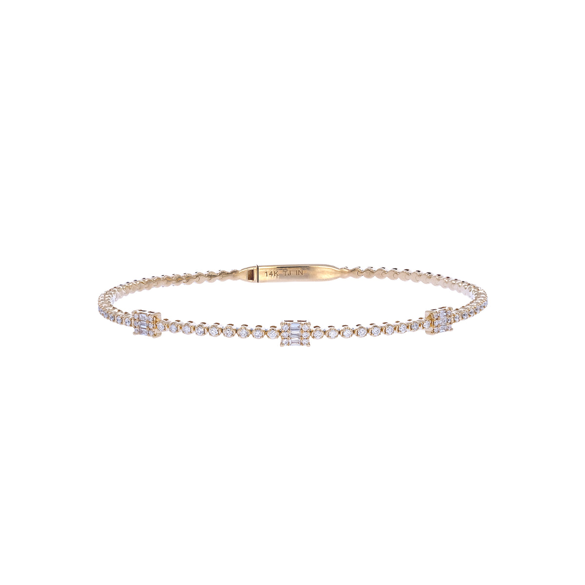 BNG68579. 14K Yellow Solid Gold Diamond Bangle