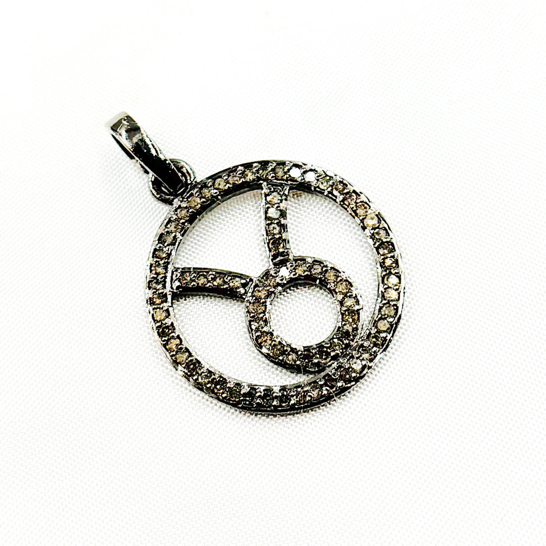 DC308. Diamond Sterling Silver Round Taurus Zodiac Pendant