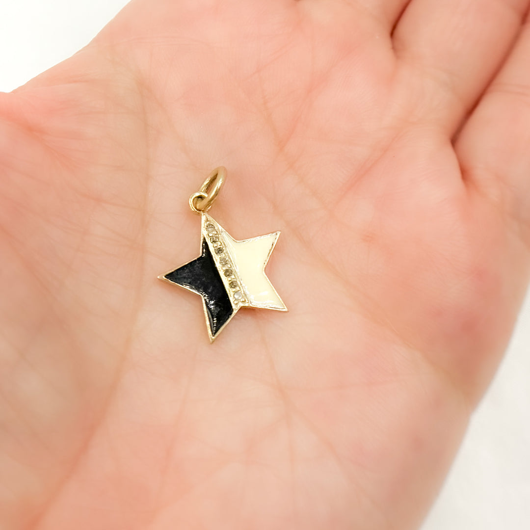 DC989A. Diamond Sterling Silver Star Enamel Charm