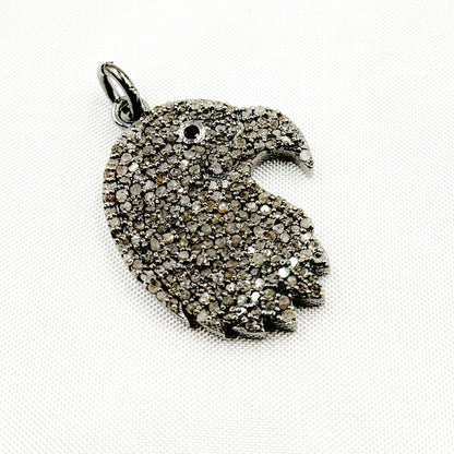 Diamond Sterling Silver Eagle Head Pendant