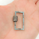 Load image into Gallery viewer, DC083A. Diamond Sterling Silver Rectangle Enamel Carabiner Clasp
