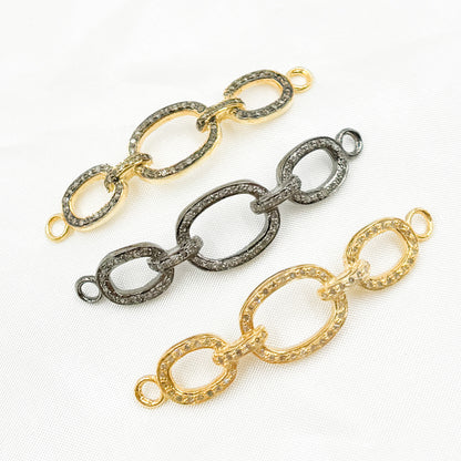 DC971. Diamond Sterling Silver Oval Link Connector