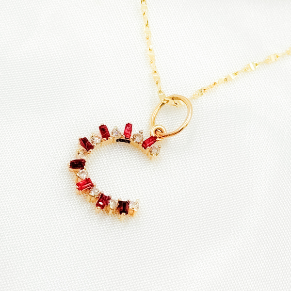GDP606B. 14K Solid Gold Moon Charm with Diamond and Gemstones
