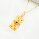 Load image into Gallery viewer, GDP664. 14K Solid Gold Diamond Rectangle Eye and Stars Charm
