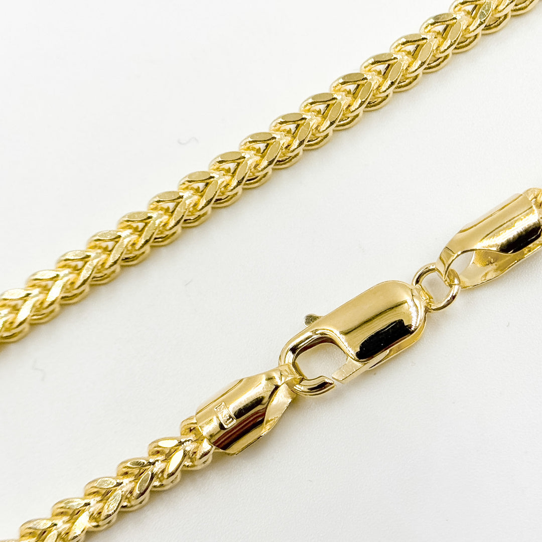 100HVI2004000. 14K Solid Yellow Gold Franco Hollow Chain Necklace