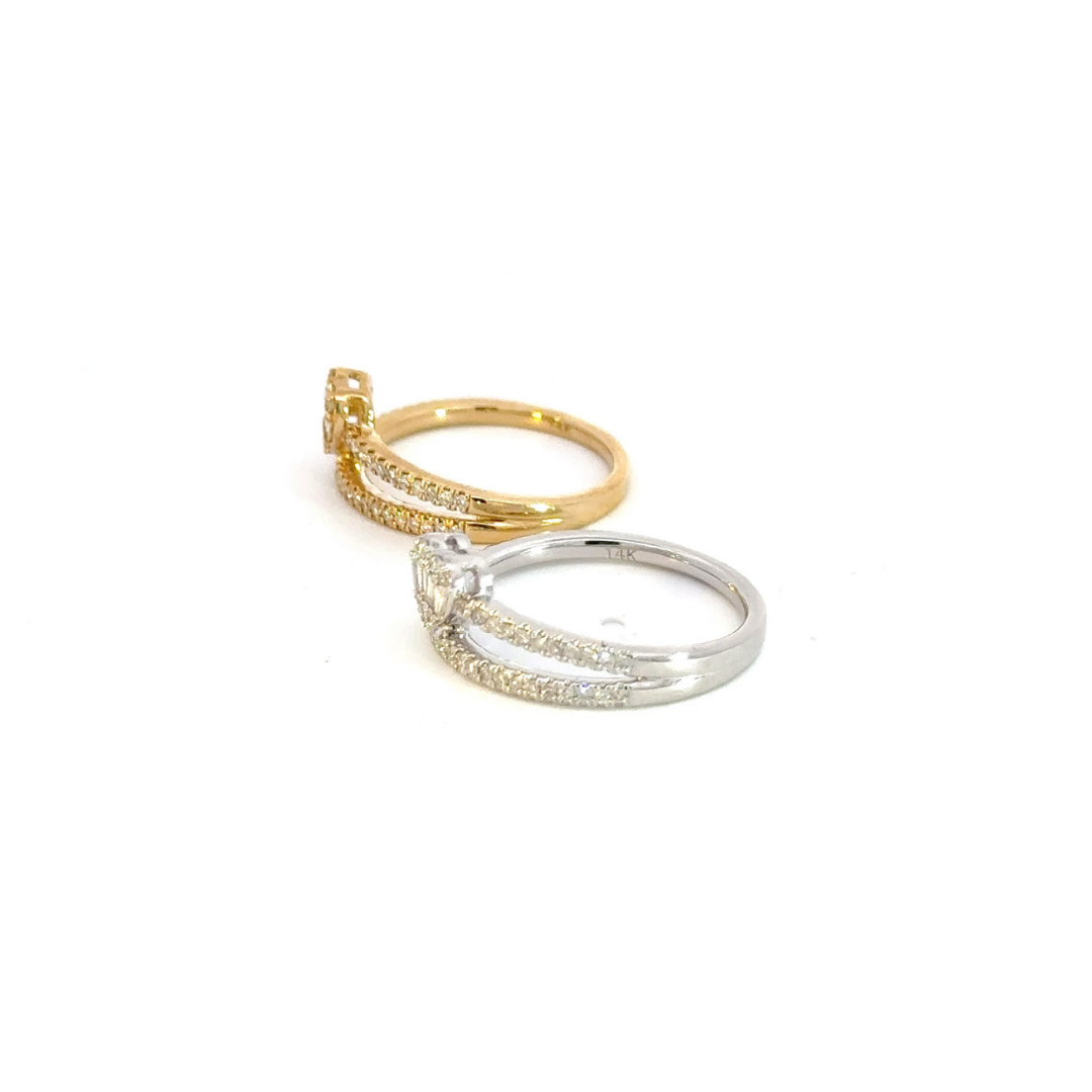 14k Solid Gold Double Band Heart Ring.