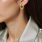 Load image into Gallery viewer, 14K Solid Gold Textured Hoop Earrings