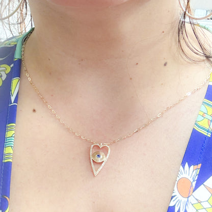 Shop 14K Solid Gold Diamond and Blue Sapphire Heart Necklace