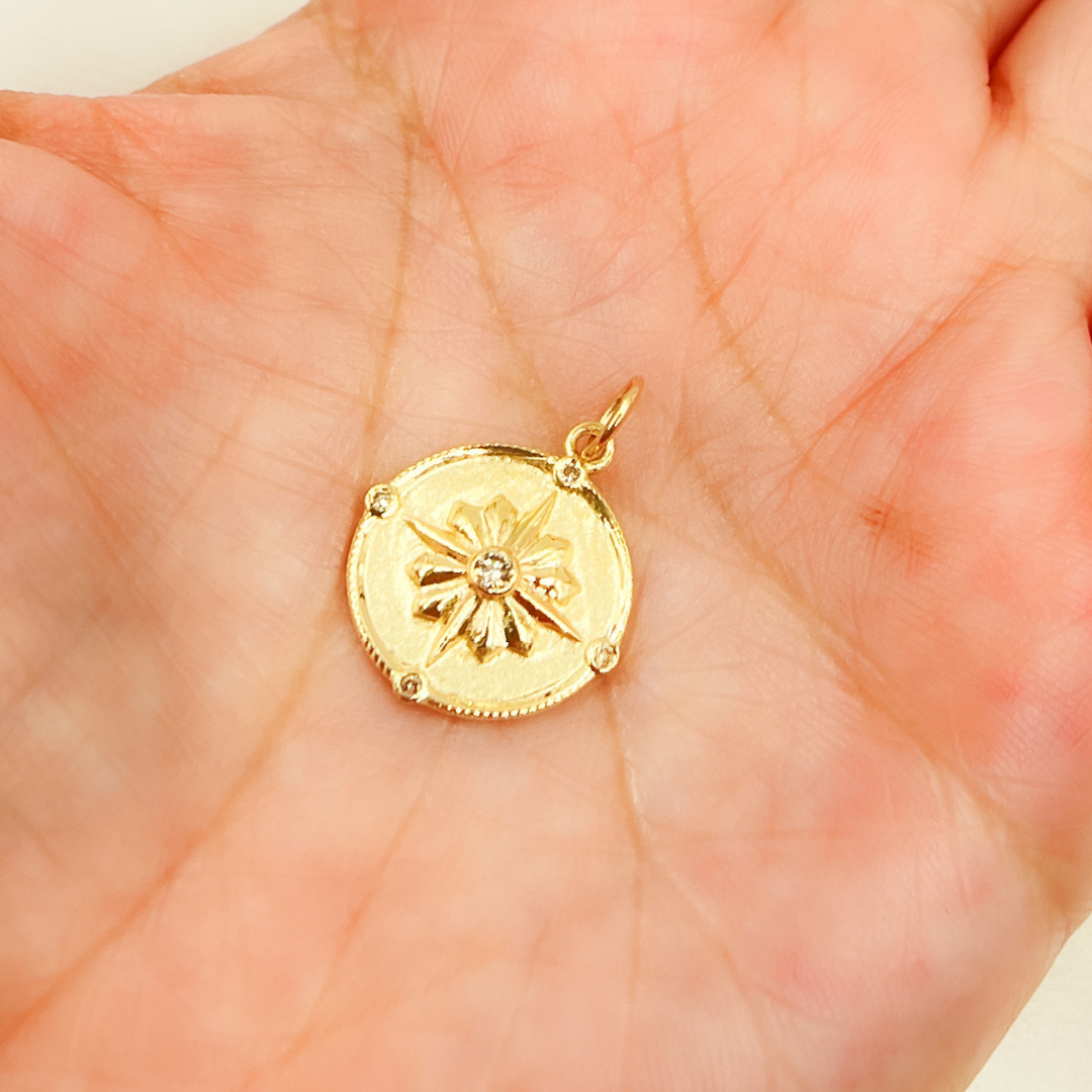 Gold Diamond Charm with Stars