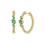 Load image into Gallery viewer, 14K Solid Gold Diamond and Emerald Hoops. EHC56871EM
