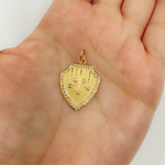 Load image into Gallery viewer, 14K Solid Gold Shield Charm with Diamonds and Stars in the center. GDP161
