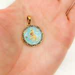 Load image into Gallery viewer, DP614A. Diamond Sterling Silver Round Aquarius Zodiac Enamel Pendant
