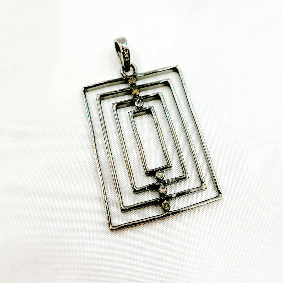 DP483. Diamond & Sterling Silver Rectangle Pendant