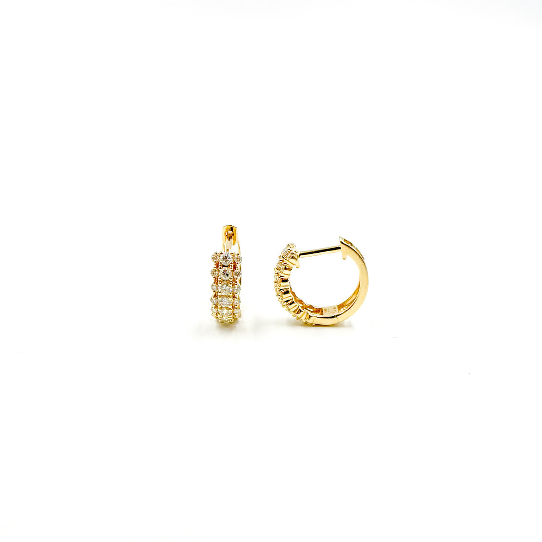 EHJ57409. 14K Solid Yellow Gold Diamond Hoop Earrings