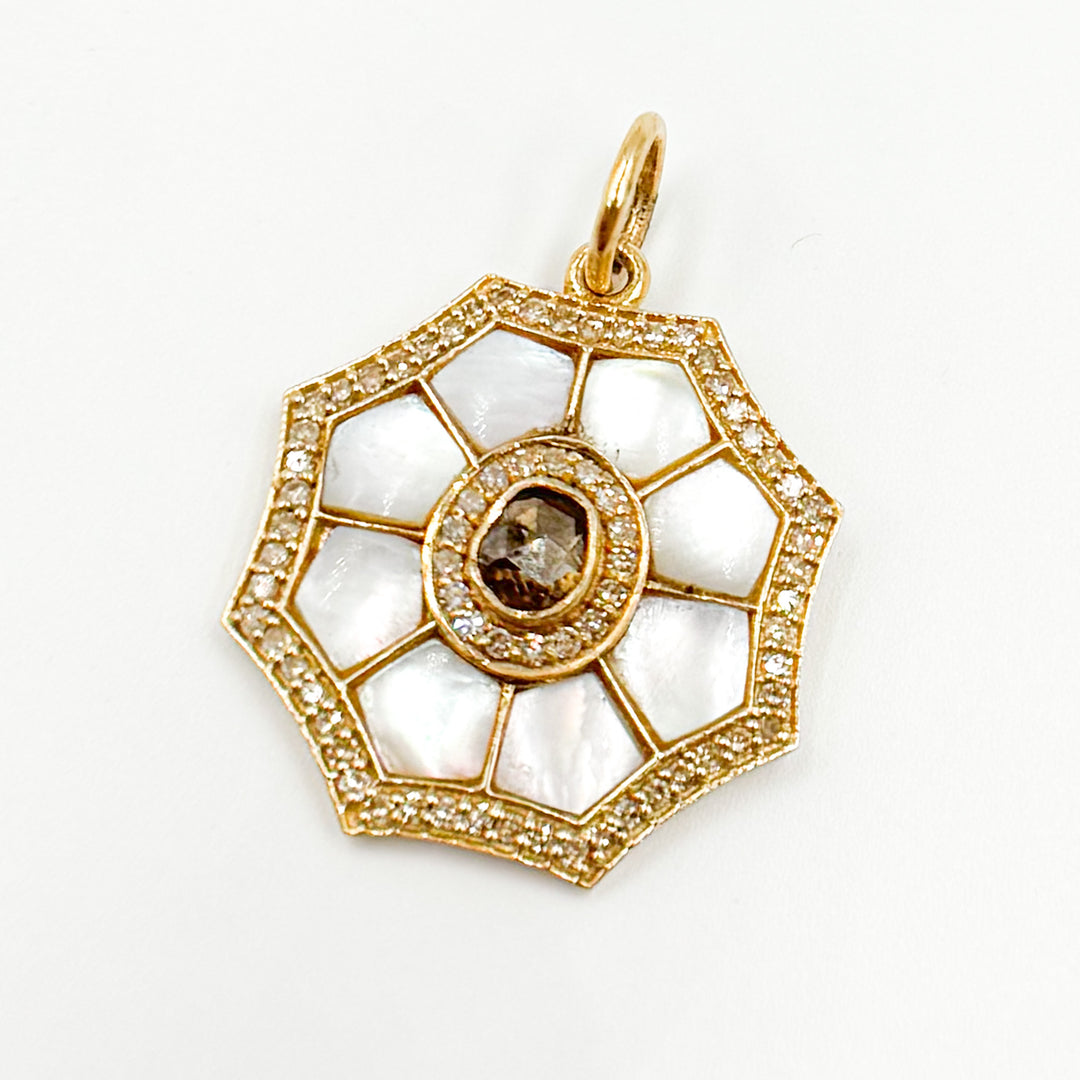 14K Gold Organic Shapes Pendant