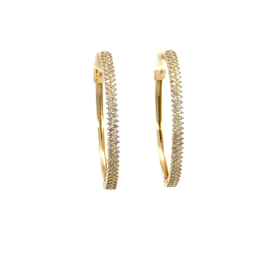 EHL56931. 14k Solid Gold Diamond Oval Hoops