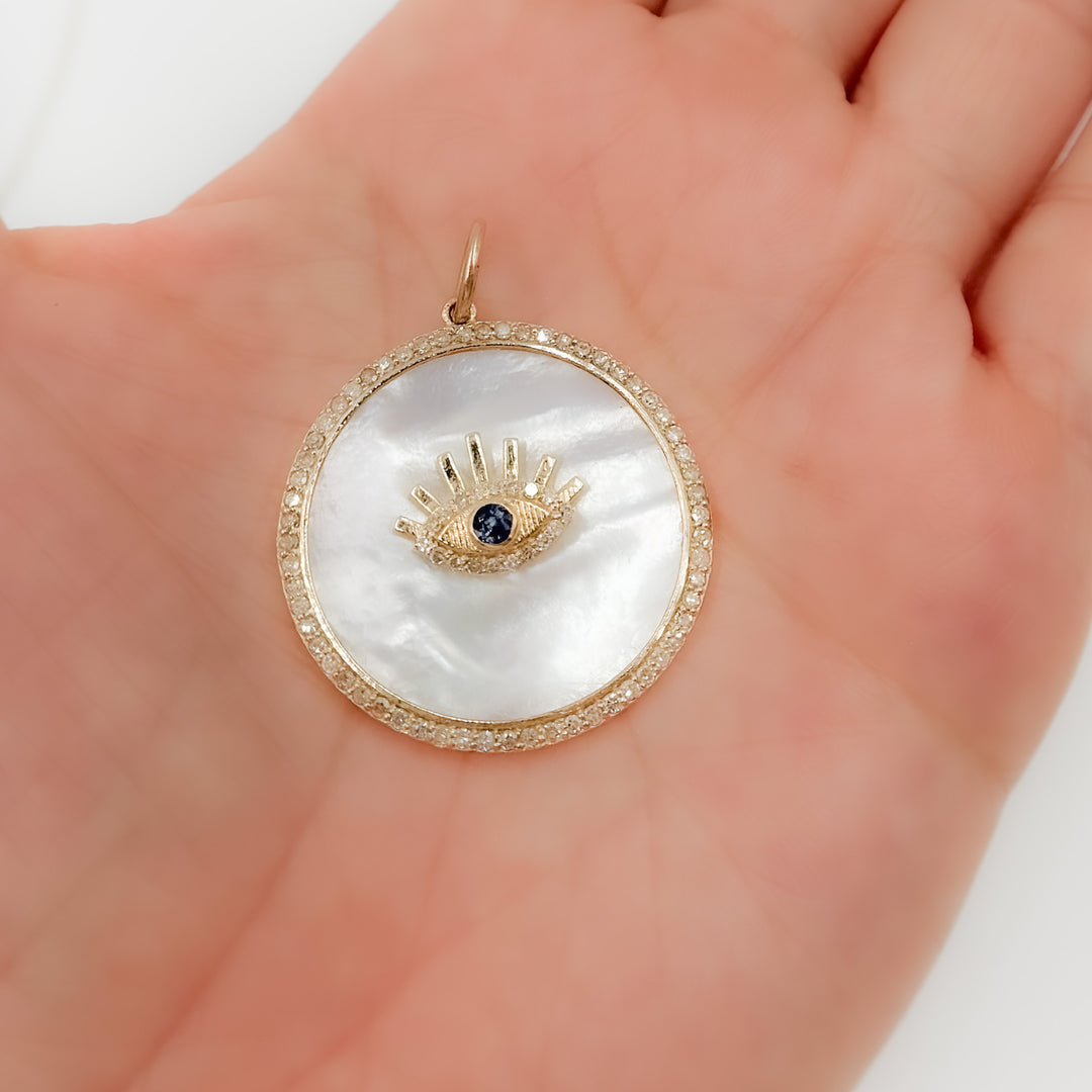 Shop Now Gold Round Evil Eye Pendant