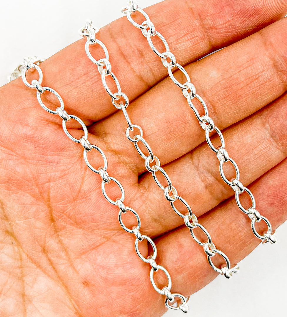 925 Sterling Silver Oval & Round Link Chain. 944SS