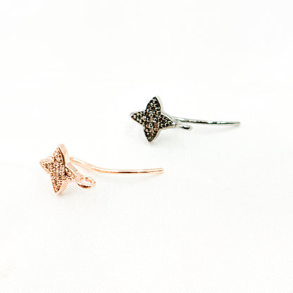 Diamond Sterling Silver Ear Wire
