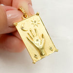 Load image into Gallery viewer, DP759. Diamond Sterling Silver Rectangle Hand Celestial Pendant
