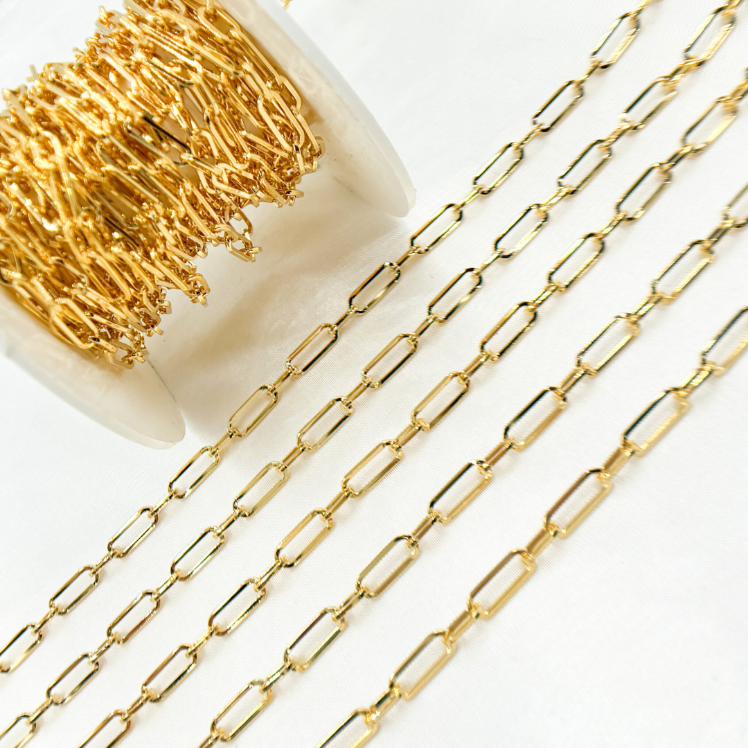 Gold Plated 925 Sterling Silver Flat Paperclip Link Chain