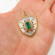 14K Solid Gold Shield Pendants