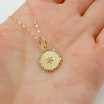 Load image into Gallery viewer, 14k Solid Gold Diamond Circle Star Charm. GDP544
