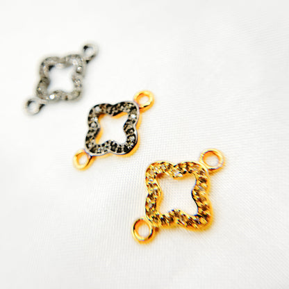 DC905. Diamond Sterling Silver Flower Connector