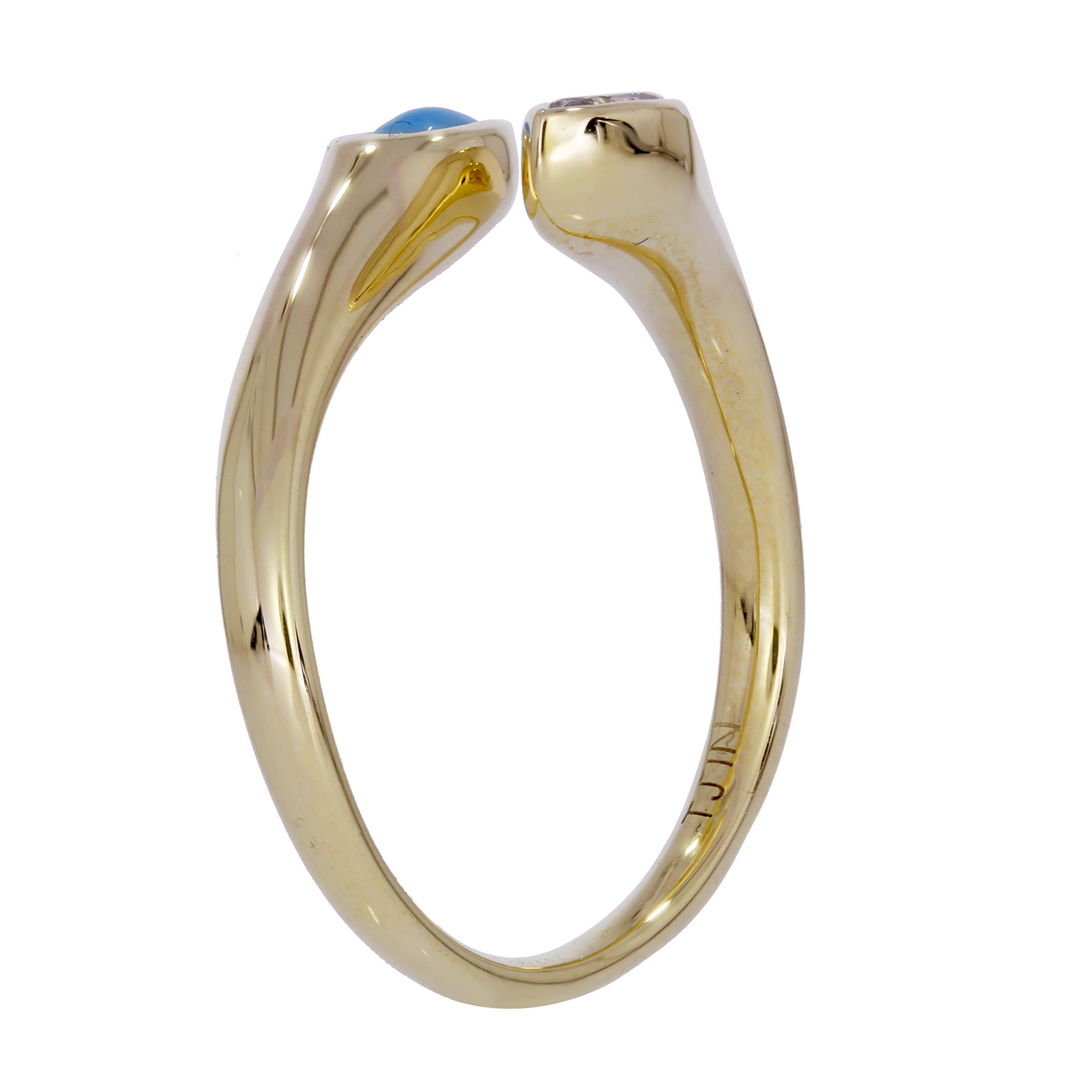 RFE18105TQ. 14k Solid Gold Turquoise and Diamond Drops Ring