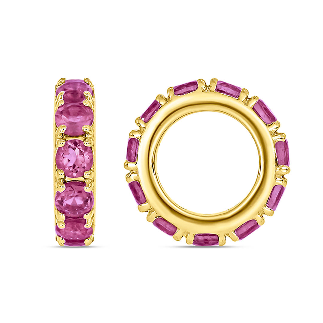 CMZ00096N. 14K Solid Gold Natural Gemstone Round Ring Slider