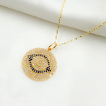 Load image into Gallery viewer, 14K Solid Gold Diamond Circular Evil Eye Charm. KG137
