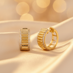 Load image into Gallery viewer, EHF57385. 14K Solid Yellow Gold Diamond Hoop Earrings