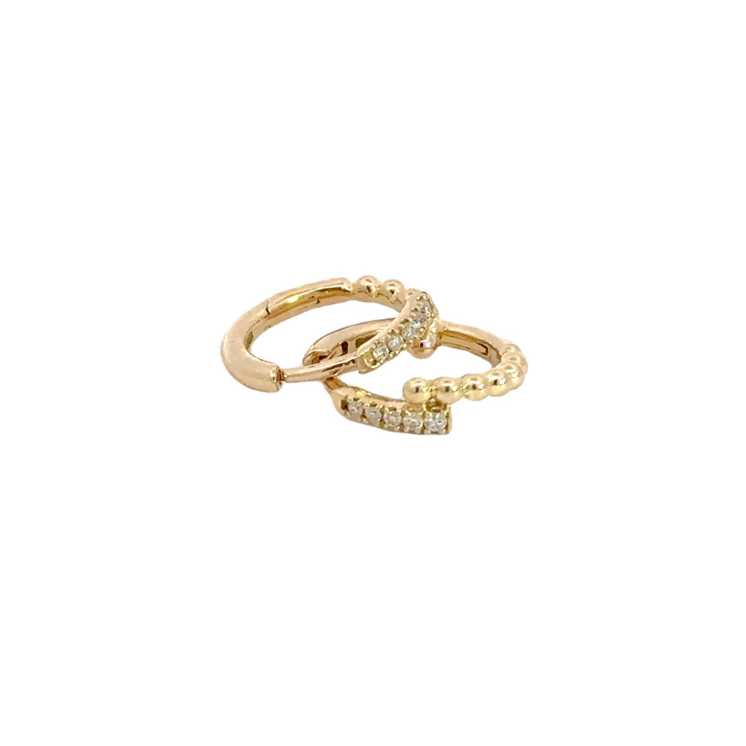 HP402463Y14DI1. 14K Solid Gold Diamond Hoops Earrings