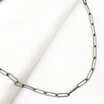 Load image into Gallery viewer, 4002OXNecklace. Oxidized Sterling Silver Smooth Paperclip Necklace
