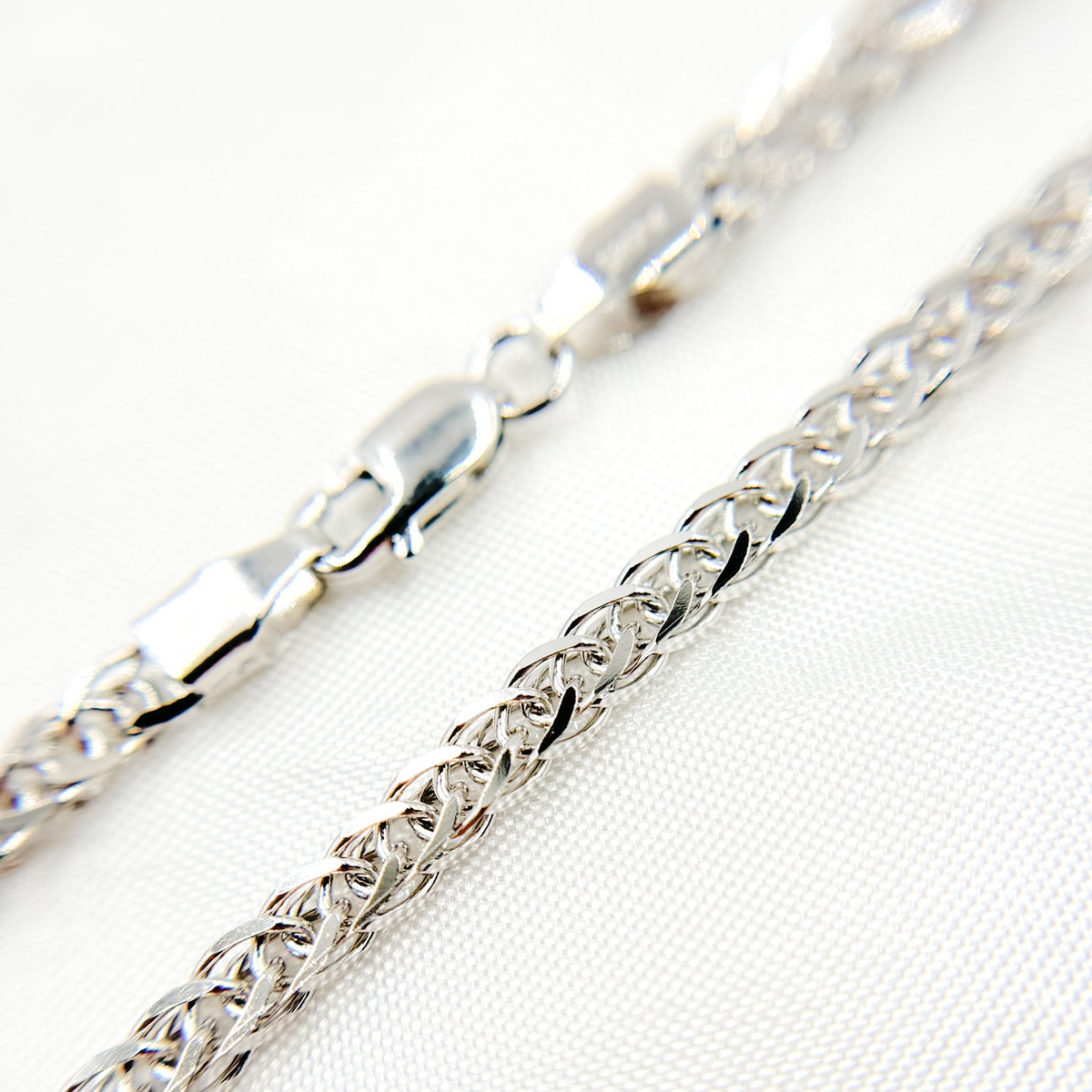 Solid White Gold Wheat Chain