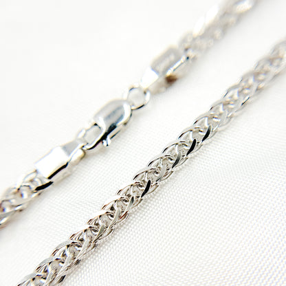 Solid White Gold Wheat Chain