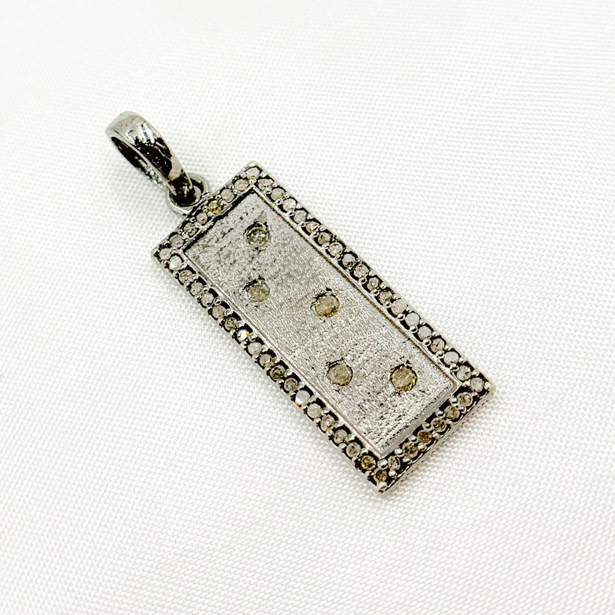 DP323. Diamond & Sterling Silver Rectangle Pendant